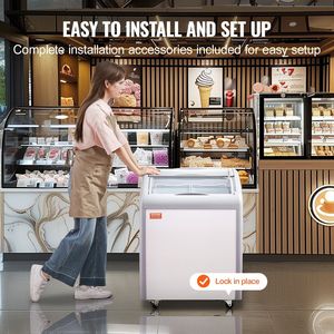 Congelatore Espositore Mobile per Gelato da 5,4 Cu.ft con Vetrina Superiore in Vetro per Ristoranti - Frigorifero Commerciale per Gelati - Product Image 6