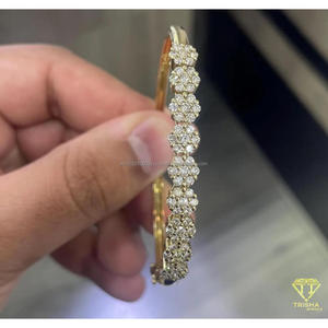 Brazalete de Diamantes Cultivados en Laboratorio con Diseño Floral en Plata de Ley 925, Brazalete Brillante para Mujer, Regalo de Joyería para Fiesta - Product Image 6