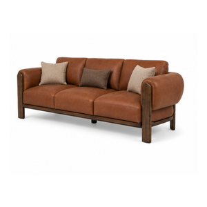 Luxury Leather 3 Seater <b>Sofa</b> Solid Teak <b>Wood</b> <b>Frame</b> <b>for</b> Hotel Villa Apartment Hospitality Furniture - Product Image 2