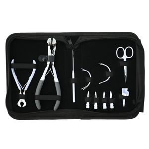 Professional Hair Extension Tools Kit Tape In Plier Keratin Bond <b>Cutter</b> Hook Needle Scissor Clips Finger stainless steel tools - Product Image 1