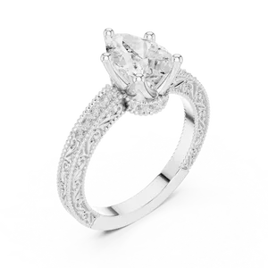 Anillo de diamantes redondos para novia con piedra central de color E creada en laboratorio, halo oculto y engaste de oro para un regalo de boda romántico. - Product Image 4