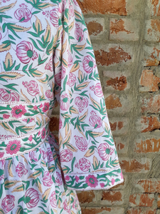 Robe imprimée à la main, tuniques indiennes, longue robe en coton indien, col en V, manches longues, robe imprimée pour femmes - Product Image 6