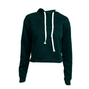 Sudadera con Capucha Corta Negra para Mujer, Corte Regular, Color Sólido, Manga Larga, Tejida, para Otoño - Product Image 1