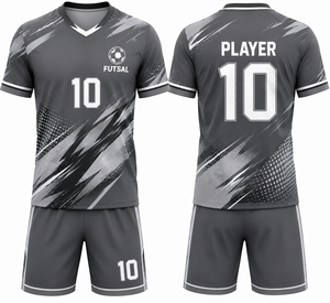 ผู้ผลิตเสื้อฟุตซอลแบบกำหนดเอง พิมพ์ลายด้วยความร้อน แห้งเร็ว ระบายอากาศได้ดี ผ้าโพลีเอสเตอร์ 100% คอวี แขนสั้น ผ้าตาข่าย - Product Image 5