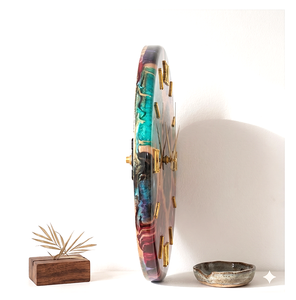 Antique Style Wooden Epoxy Resin <b>Wall</b> Clock Modern Home Decor Housewarming Christmas Wedding Apartment Handmade Touch Needle - Product Image 4