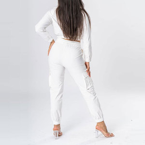 Womens Custom Cargo Jacket Trousers <b>Set</b> Multi Pocket Utility Two Piece Casual Streetwear Fashion Outfit OEM Manufacturer - Product Image 2