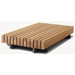 Ensemble de canapés modulaires <span class=keywords><strong>en</strong></span> <span class=keywords><strong>teck</strong></span> avec table d'appoint, imperméable, lavable, moderne, rangées de lattes parallèles, lignes nettes, durabilité naturelle - Product Image 1