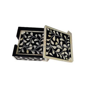 Posavasos de nácar con soporte Juego de posavasos de nácar premium brillante Posavasos de piedra para hoteles y restaurantes de FWE - Product Image 2