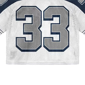 Maillots de football vintage américains sur mesure pour hommes, en maille tricotée oversize, col en V, coupe courte et carrée - Product Image 6