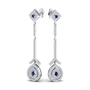 REYES Exquisite 925 Sterling Silver Pear Cut 0.26Ct <b>Blue</b> <b>Sapphire</b> Gemstone Drop <b>Earrings</b> GRA Certified Moissanite <b>Earrings</b> - Product Image 1
