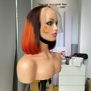 Pelucas LINU Bob con flequillo, cabello virgen rubio HD para encaje frontal, doble densidad 250%, peluca larga de corte recto para mujer - Product Image 3
