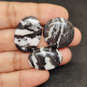 Zebra Jasper Loose Gemstones Cabochons Hand Polished Flat Backs for Jewelry Making - Product Image 1