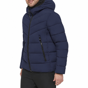 Men's Red <b>Hooded</b> Puffer Jacket Quilted Zip Up Winter <b>Coat</b> Faux <b>Fur</b> Lined Windproof Casual Outerwear - Product Image 3