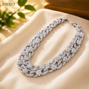 Collier de luxe pour homme en argent 925, motif fleur, style hip-hop, avec maillons cubains et moissanite, entièrement serti de pierres - Product Image 1