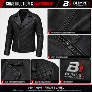 Blouson Bomber Homme en Cuir et Toile, Col Montant, Logo Frontal, Imperméable, Respirant, Tendance, Moderne, pour Clubs, Rendez-vous Décontractés, Streetwear - Product Image 2