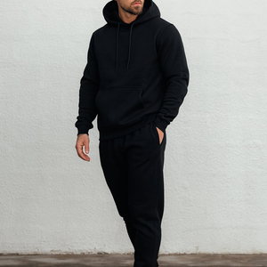 Custom Logo Streetwear Boxy <b>Cropped</b> <b>Zip</b> <b>up</b> Hoodies and Sweatpants Set Manufacturer Oversized Blank Sport Men's Tracksuit - Product Image 1