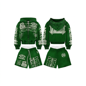 <b>Mens</b> Trendy Cotton Fleece Zipper <b>Hoodie</b> <b>Set</b> with Full Zip Sweatshirt <b>and</b> Oversized <b>Shorts</b> for Premium Street Fashion Labels - Product Image 3