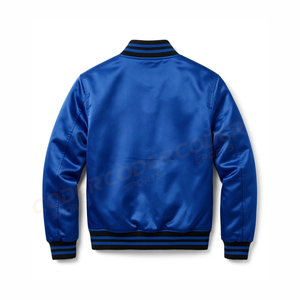 Blousons universitaires de baseball pour hommes – Blouson bomber personnalisé en satin sur le devant – Vêtement d'hiver streetwear haut de gamme – Blouson universitaire pour fans de sport – Toile décontractée - Product Image 4