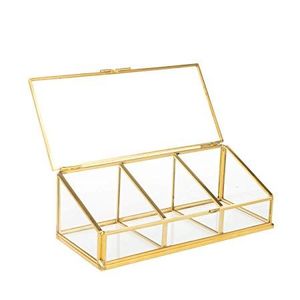Boîtes de rangement décoratives en métal et verre faites à la main et personnalisées avec cadre métallique pour organiser les bijoux, boîtes à bijoux en verre - Product Image 6