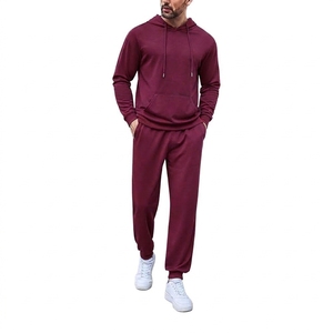 Custom Men's Winter Hooded Tracksuit Set Lightweight Quick Dry Sports <b>Jacket</b> Drawstring Pants Regular Fit Gym Wear - Product Image 4