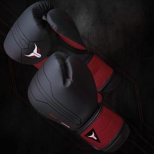 Mytra Fusion Black Red PU MMA Boxing Gloves Open Palm Sparring Gloves Adjustable Wrist <b>Strap</b> for Training Grappling Kickboxing - Product Image 3