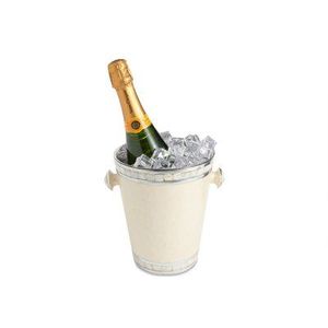 Cubo para vino con incrustaciones de nácar - Borde plateado pulido, elegante enfriador de champán hecho a mano - Product Image 2