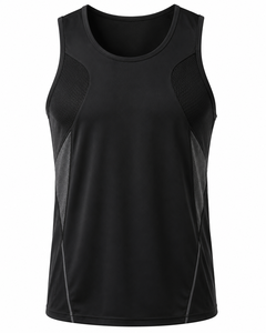 Premium Quality Men's <b>Black</b> O-Neck Sleeveless <b>Tank</b> <b>Top</b> Eco-Friendly Breathable Quick Dry Polyester Sporty Fit Solid Color - Product Image 1