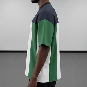 Men's <b>Silk</b> Screen Printed Blank Short Sleeve T-Shirt White Green <b>Navy</b> O-Neck Loose Fit Breathable Knitted Polyester Casual <b>Top</b> - Product Image 6