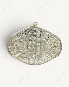 Natural Lapis Lazuli Gemstone <b>Clutch</b> | Handcrafted Silver Filigree Oval Minaudiere | Luxury Bridal <b>Wedding</b> Evening Bag for Women - Product Image 6