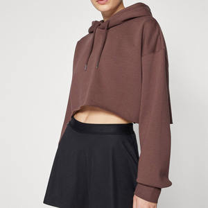 Sudaderas con capucha personalizadas al por mayor de manga larga para mujer, sudaderas cortas para mujer, sudaderas cortas extragrandes tipo top. - Product Image 4