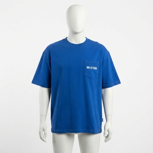 เสื้อยืดสีน้ำเงินลายกราฟิกนกอินทรี แขนสั้น สไตล์ลำลอง สำหรับผู้ชาย ขายส่ง - Product Image 4