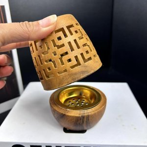 Elegant Religious Wooden <b>Incense</b> Burner <b>Box</b> Eco-friendly Carved Decorative Lid Design Brass Cup Home Fragrance Office Tableware - Product Image 4