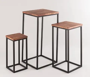 Hot Selling Latest Design Iron Metal Powder Coated <b>Small</b> <b>Coffee</b> <b>Table</b> with Wooden Top Available in Bulk Quantity - Product Image 4