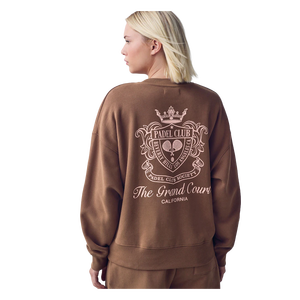 เสื้อสเวตเชิ้ตคอกลมสำหรับผู้หญิง The Grand Court Padel Club สีน้ำตาล ถักทอแขนยาว สไตล์ฤดูใบไม้ร่วง ระบายอากาศได้ดี เหมาะสำหรับใส่ลำลอง - Product Image 2