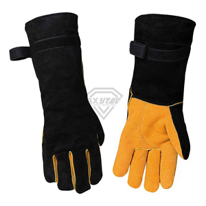 Gants de soudage en cuir de vachette pleine fleur robustes, résistants à la chaleur, avec manchette longue pour usage industriel - Product Image 3