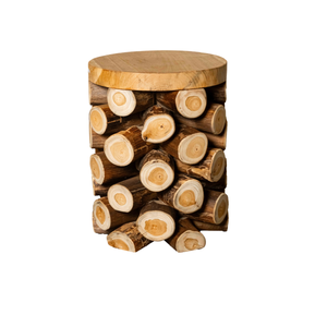 ARTERRA Tabouret rustique en branche de teck, artisanal de luxe, fabrication solide et artisanale, pour appartement, villa, entrepôt, hôtel, beauté organique - Product Image 1