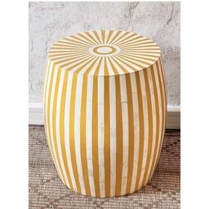 Mesa de Noche de Lujo Hecha a Mano con Incrustaciones de Hueso, Mueble Decorativo Artesanal, Mesa Auxiliar de Madera para Dormitorio o Sala de Estar, Artesanía en Madera de Bambú - Product Image 1