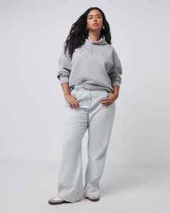 Women's Grey <b>Funky</b> Customized Washed Cotton Blend Hooded Sweatshirt Solid Color Long Sleeve With Pockets Casual Autumn Fit - Product Image 3