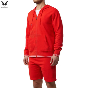 <b>Red</b> Color Good Quality Made In Best <b>Material</b> Men Hoodie & Shorts Set Wholesale Top Design Made Men Shorts Set - Product Image 2