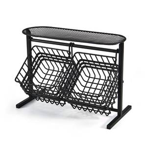 2 Tier Square Modern Metal Food Storage Baskets and Racks for Fruits <b>Vegetables</b> Coffee Spices Pods - Product Image 2