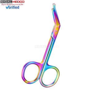 2 Tijeras para Vendas de Ostomía, 4.3 x 2.1 Pulgadas, Curvas, de Acero Inoxidable Arcoíris, Manuales, Certificadas CE, para Enfermería y Medicina - Product Image 2