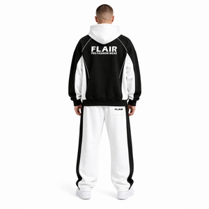 Conjunto Deportivo Urbano de Lujo en Contraste – Conjunto de Dos Piezas de Felpa de Algodón Grueso - Product Image 3