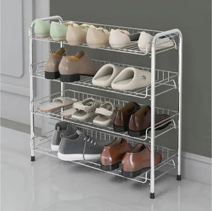 Precio al por mayor: Organizador de zapatos metálico independiente negro y plateado para entrada, pasillo, dormitorio. Buen precio. - Product Image 4