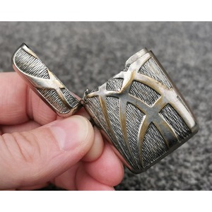 Vintage Aluminum Match Case With Engraved Geometric Design Durable Household Use - Product Image 3