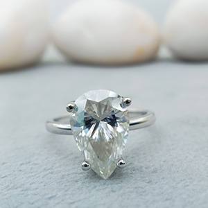 Anillo de Compromiso D'VINS JEWELS LR60 con Diamante Corte Pera, Plata 925, Engaste de Garras, Clásico para Mujer, Certificado IGI, para Boda y Aniversario - Product Image 1