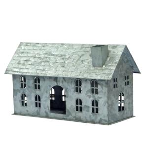 Portavelas de metal estilo casa de pueblo, superventas, con ventanas detalladas, soporte rústico para velas votivas de granja - Product Image 2