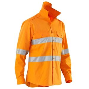 EN20471 ANSI Class 3 Men Construction Industrial Safety Reflective Workwear Shirts Long Sleeve <b>Hi</b> <b>Vis</b> Cotton Works Shirts - Product Image 1