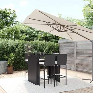 Ensemble de bar de jardin noir avec coussins crème comprenant table et chaises - Product Image 1