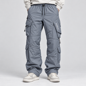Pantalon matelassé personnalisé pour homme, coupe droite, taille élastique avec cordon de serrage, pour le ski et l'hiver, pantalon cargo, vêtements d'extérieur, fabrication OEM - Product Image 1