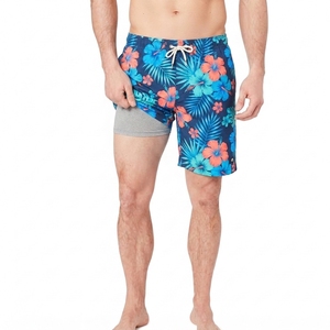 Shorts pour hommes 90% polyester 10% élasthanne, 2 en 1, doublés avec short intégré, coupe ajustée, impression par transfert thermique personnalisée - Product Image 1